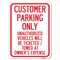 Signmission Customer Parking Only Unauthorized Vehicles Will Be Ticketed Towed at Owners Expense, A-1824-24204 A-1824-24204 - alternate 1